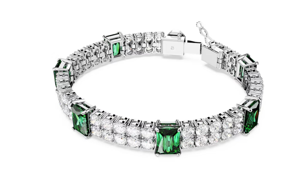 Swarovski 5680407 Braccialetto Matrix Tennis Taglio misto Verde Placcato Rodio