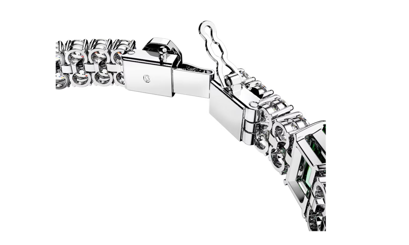 Swarovski 5680407 Braccialetto Matrix Tennis Taglio misto Verde Placcato Rodio