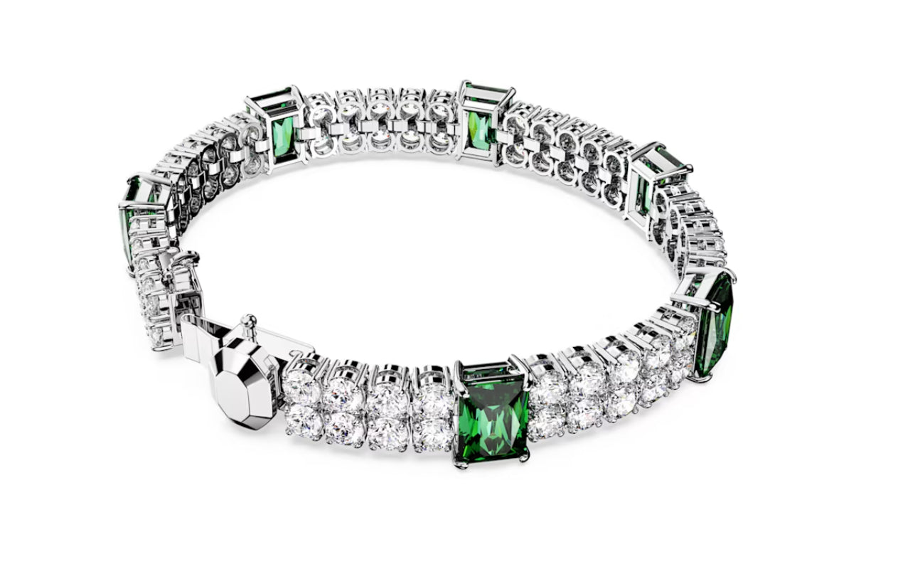 Swarovski 5680407 Braccialetto Matrix Tennis Taglio misto Verde Placcato Rodio