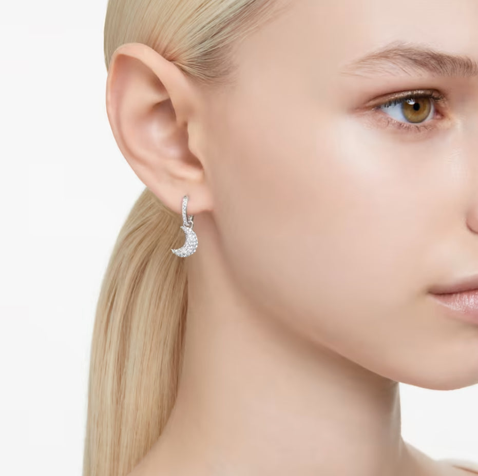 Swarovski 5666157 Luna Luna Anhänger-Ohrringe, weiß rhodiniert