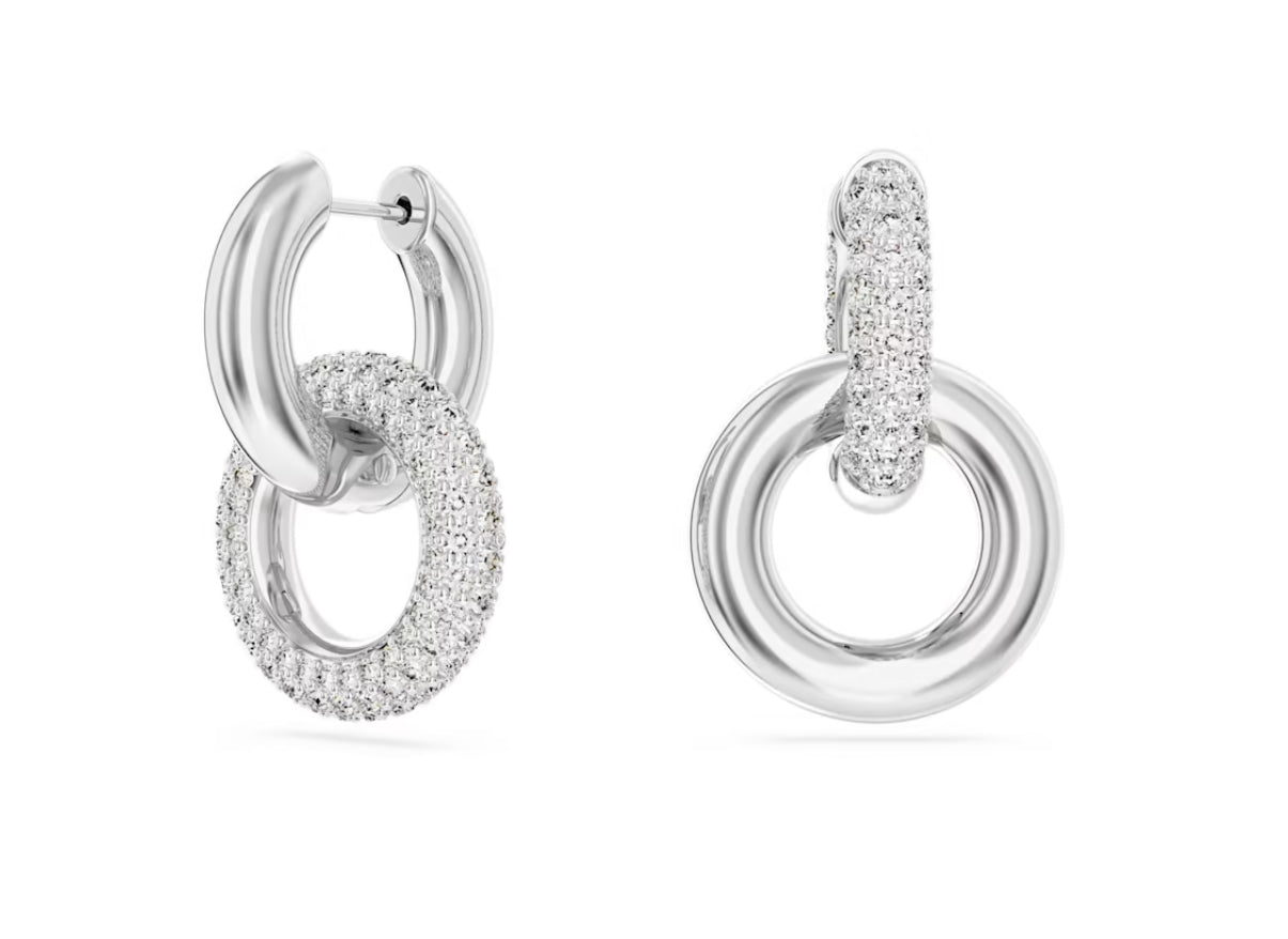 Swarovski 5671807 Dextera Ohrringe Asymmetrisches Design Verbundener RingWeiß