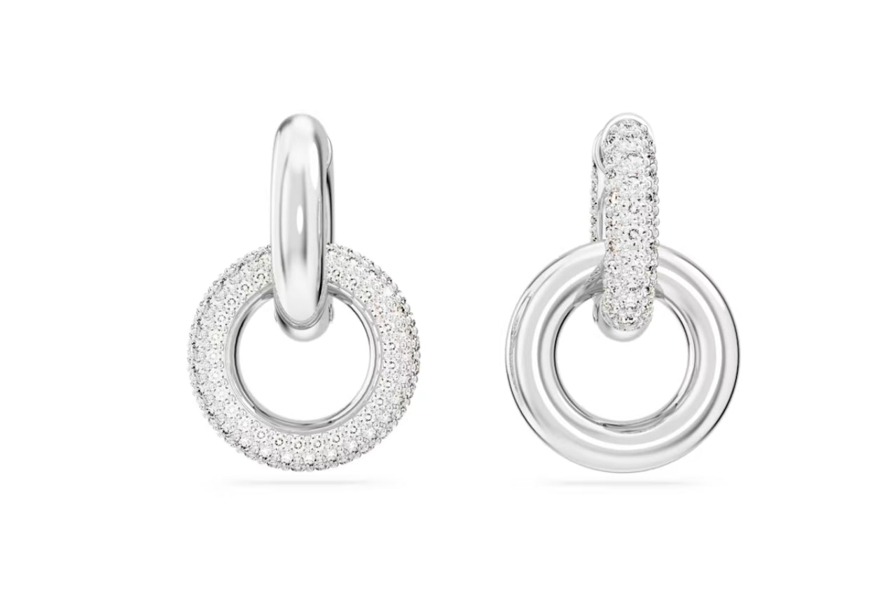 Swarovski 5671807 Dextera Ohrringe Asymmetrisches Design Verbundener RingWeiß
