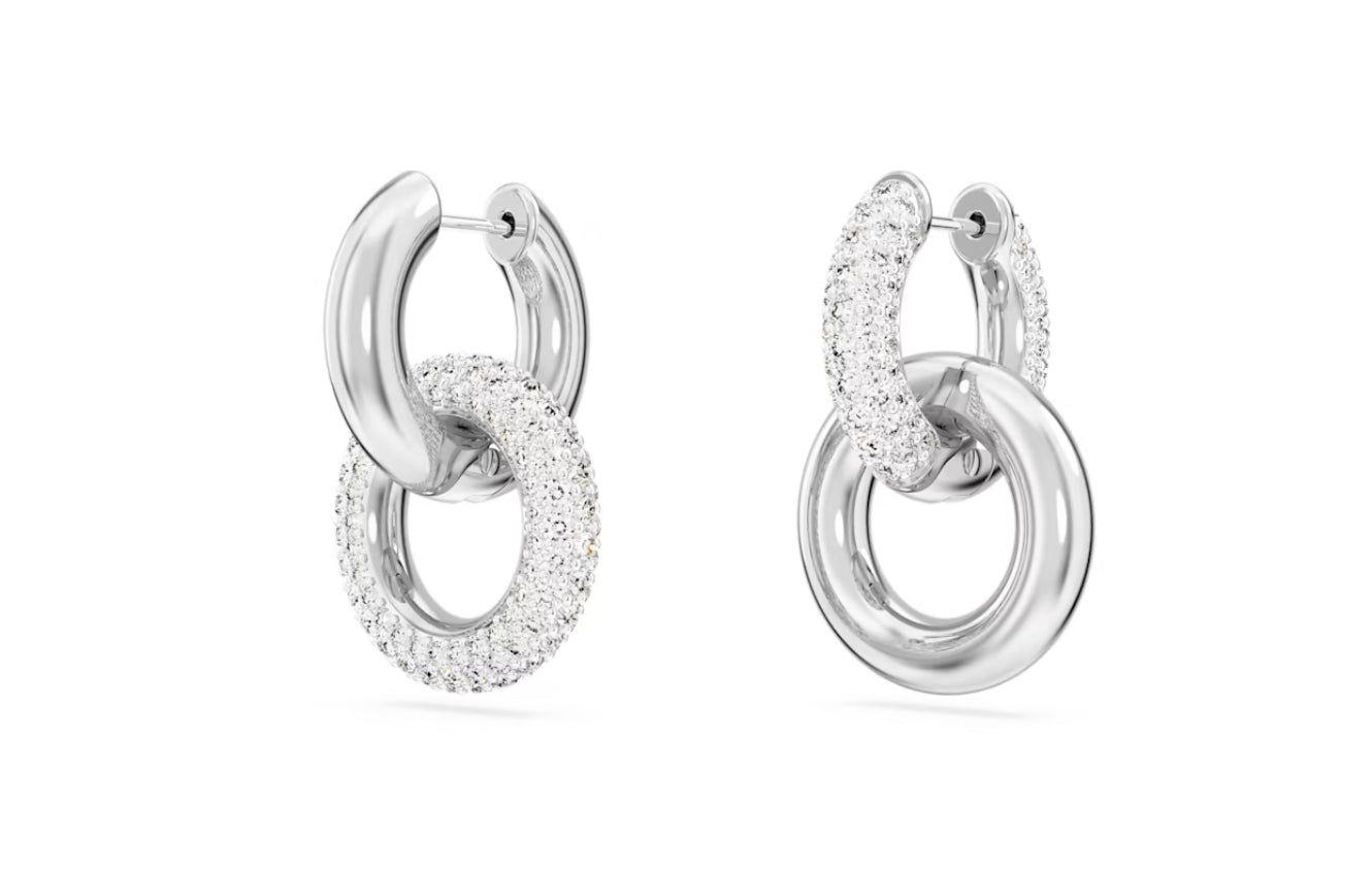 Swarovski 5671807 Dextera Ohrringe Asymmetrisches Design Verbundener RingWeiß
