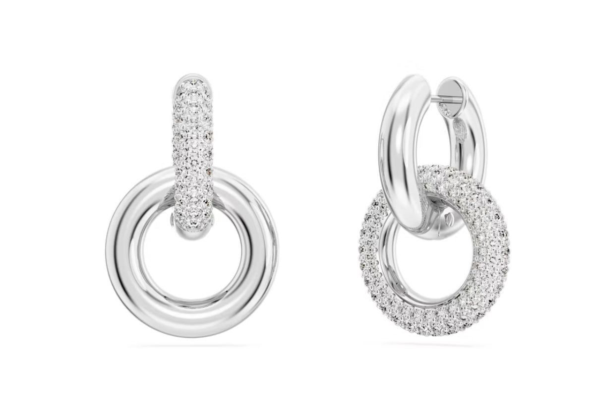 Swarovski 5671807 Dextera Ohrringe Asymmetrisches Design Verbundener RingWeiß