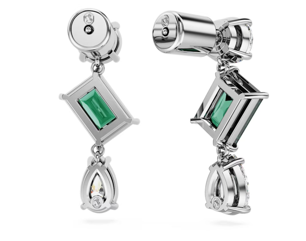 Swarovski 5665878 Mesmera Tropfenohrringe, gemischter Schnitt, grün, rhodiniert