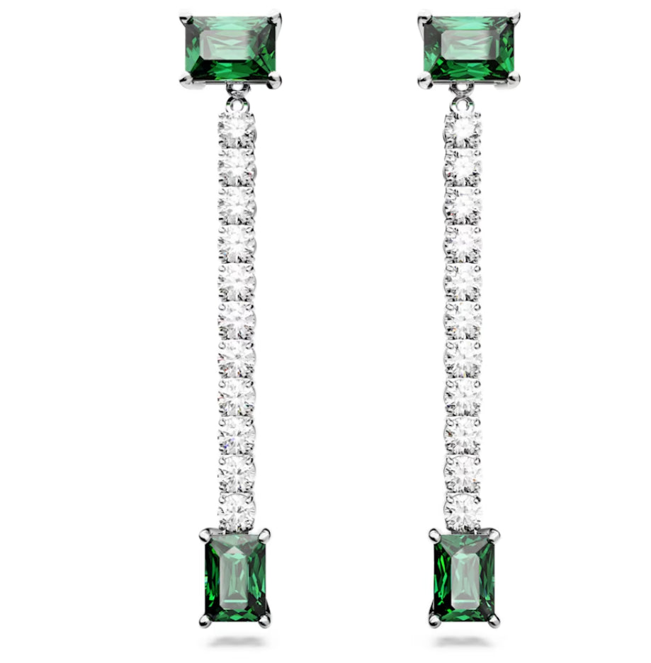 Swarovski 5665786 Matrix-Tropfenohrringe, gemischter Schnitt, grün, rhodiniert