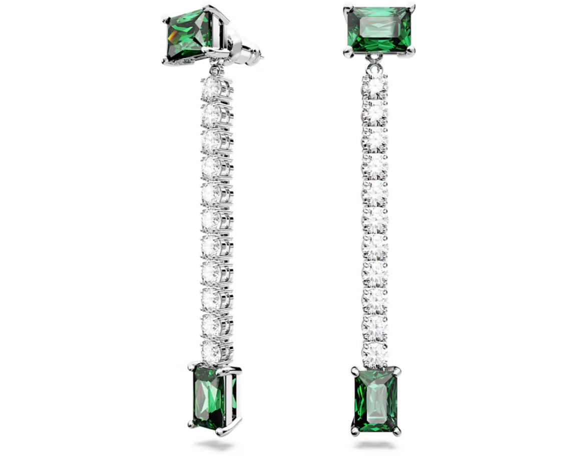 Swarovski 5665786 Matrix-Tropfenohrringe, gemischter Schnitt, grün, rhodiniert