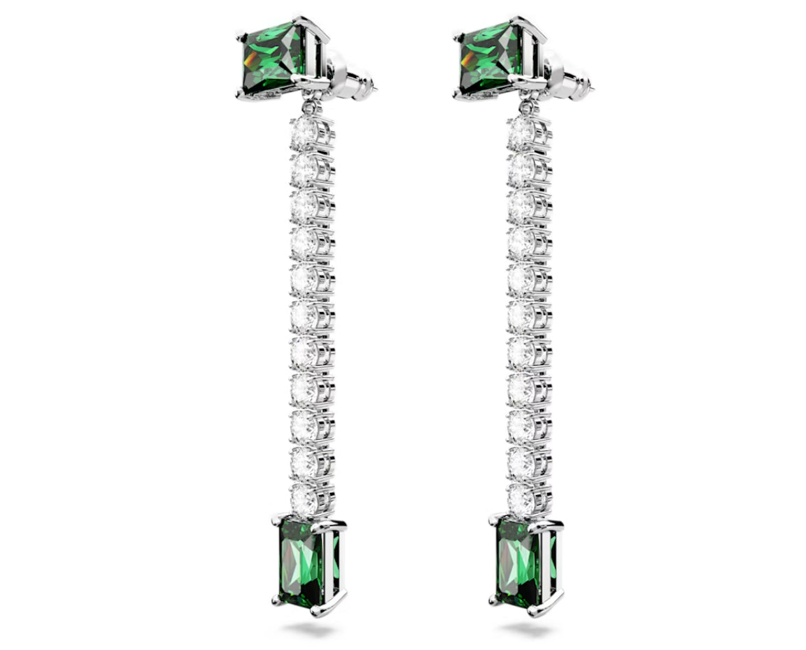 Swarovski 5665786 Matrix-Tropfenohrringe, gemischter Schnitt, grün, rhodiniert