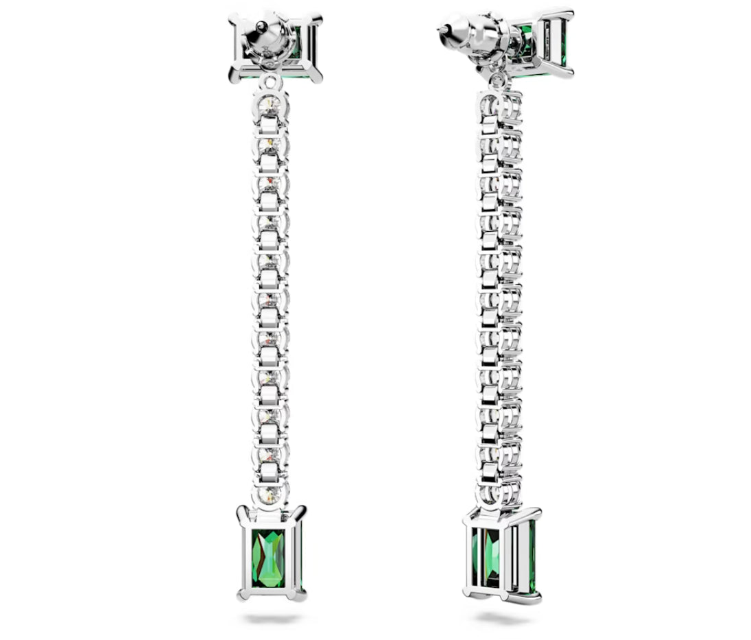 Swarovski 5665786 Matrix-Tropfenohrringe, gemischter Schnitt, grün, rhodiniert