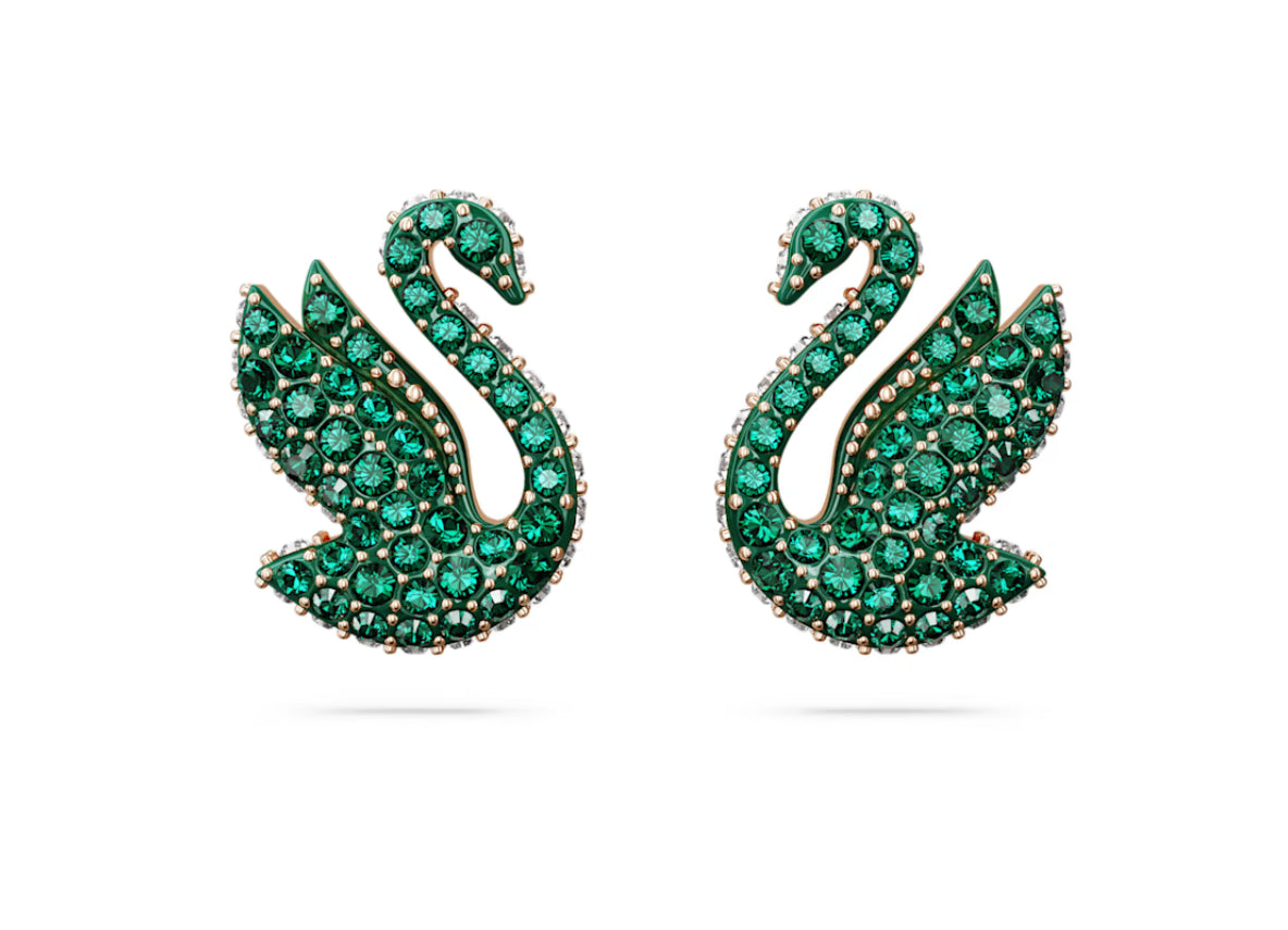 Swarovski 5650063 Swarovski Iconic Swan Ohrstecker Green Swan P. Roségold