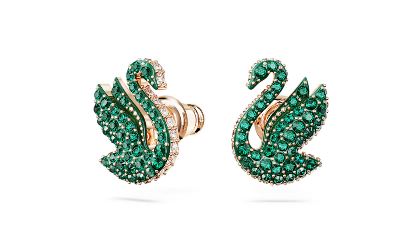 Swarovski 5650063 Swarovski Iconic Swan Ohrstecker Green Swan P. Roségold