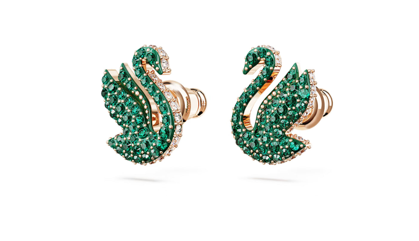 Swarovski 5650063 Swarovski Iconic Swan Ohrstecker Green Swan P. Roségold