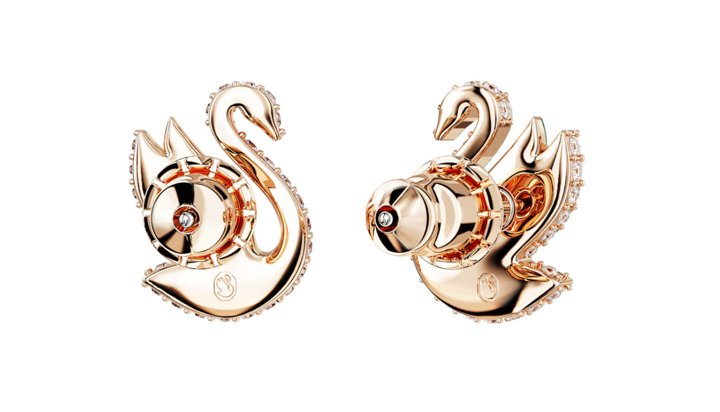 Swarovski 5650063 Swarovski Iconic Swan Ohrstecker Green Swan P. Roségold