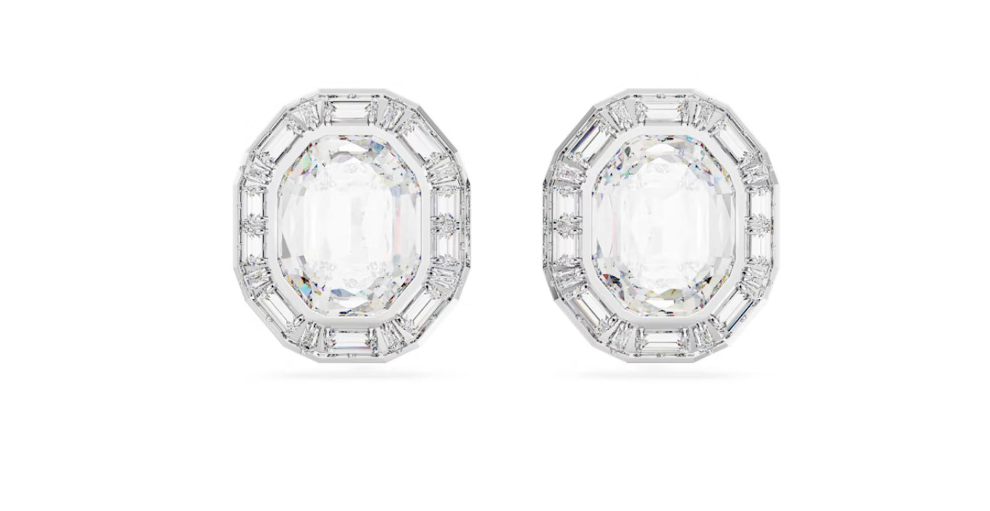 Swarovski 5669913 Mesmera Ohrclips, achteckiger Schliff, weißes Pla. Rhodium