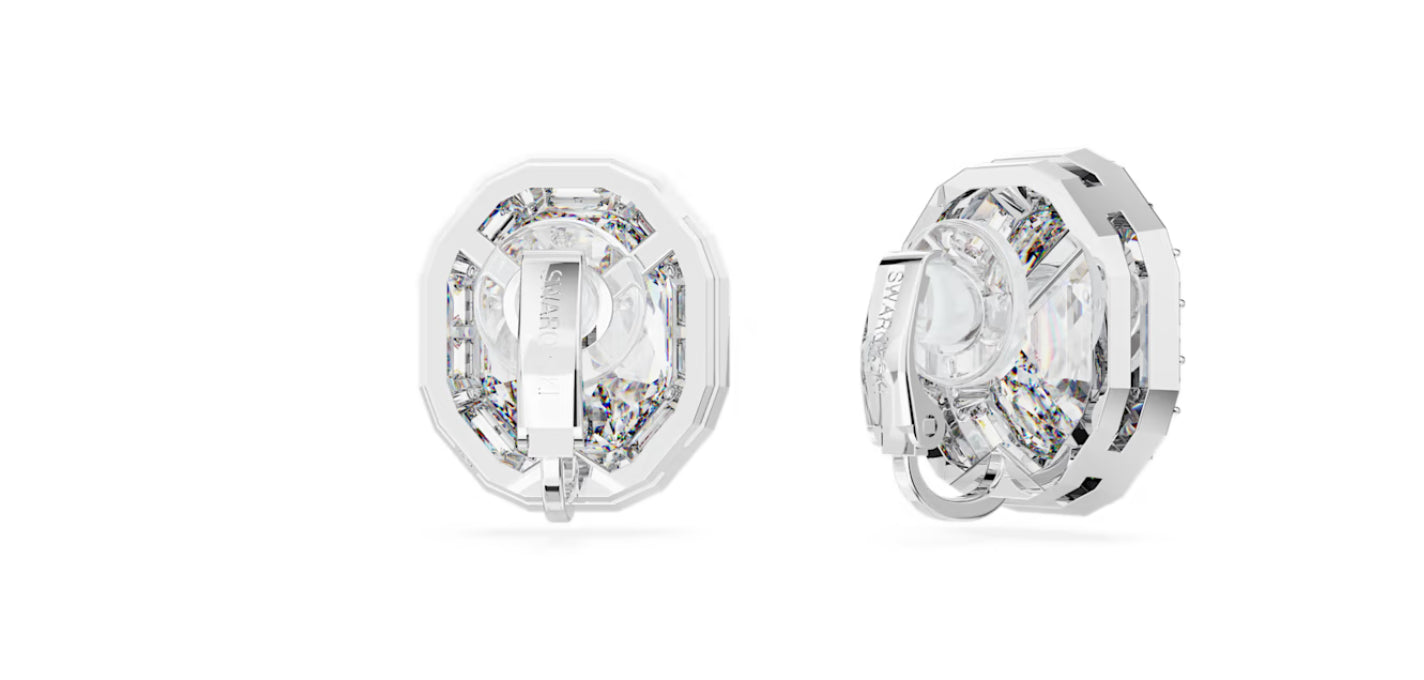 Swarovski 5669913 Mesmera Ohrclips, achteckiger Schliff, weißes Pla. Rhodium