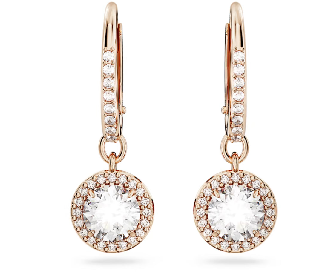Swarovski 5638769 Orecchini pendenti Constella Taglio tondo Pave Bianchi OroRosa