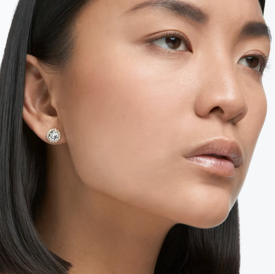 Swarovski 5505470 Orecchini a lobo Angelic Taglio tondo Bianchi Placcato Oro