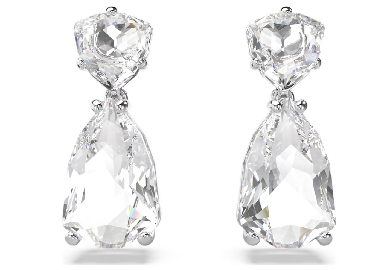 Swarovski 5661683 Mesmera-Anhänger-Ohrringe, gemischter Schnitt, weiß, rhodiniert