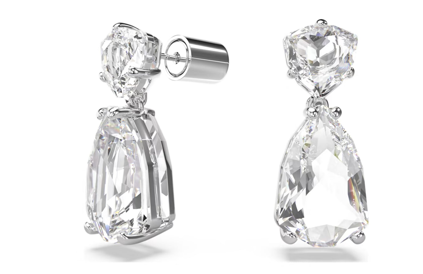 Swarovski 5661683 Mesmera-Anhänger-Ohrringe, gemischter Schnitt, weiß, rhodiniert