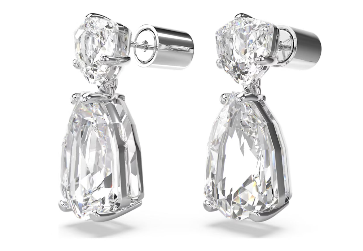 Swarovski 5661683 Mesmera-Anhänger-Ohrringe, gemischter Schnitt, weiß, rhodiniert