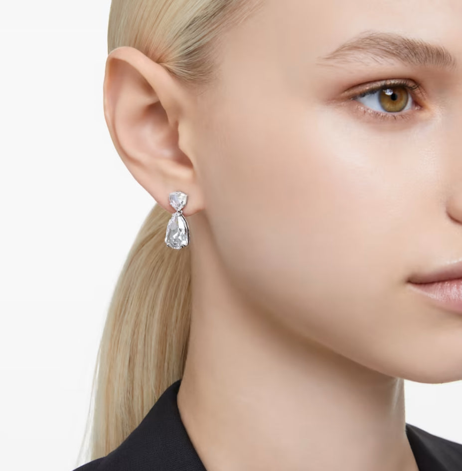 Swarovski 5661683 Mesmera-Anhänger-Ohrringe, gemischter Schnitt, weiß, rhodiniert