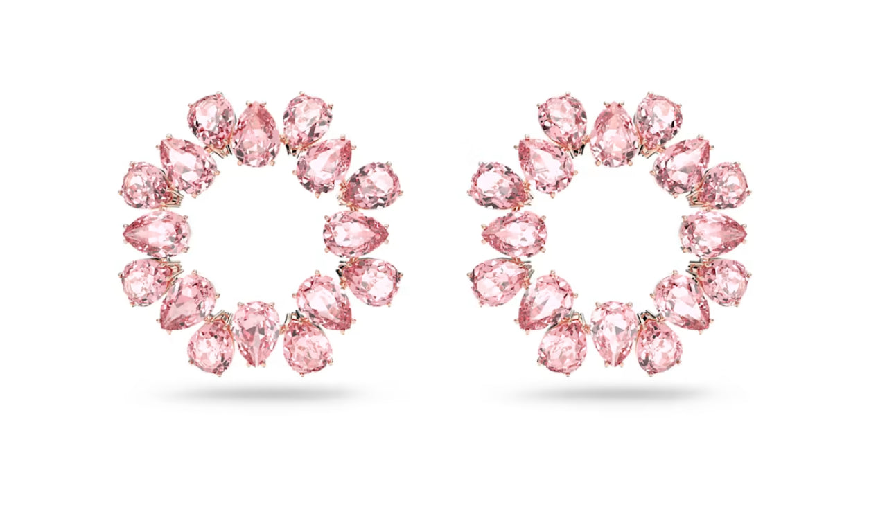 Swarovski 5614932 Orecchini a cerchio Millenia Taglio Pear Rosa Placcato OroRosa