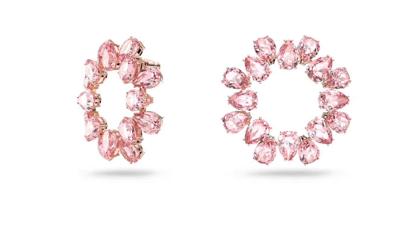 Swarovski 5614932 Orecchini a cerchio Millenia Taglio Pear Rosa Placcato OroRosa