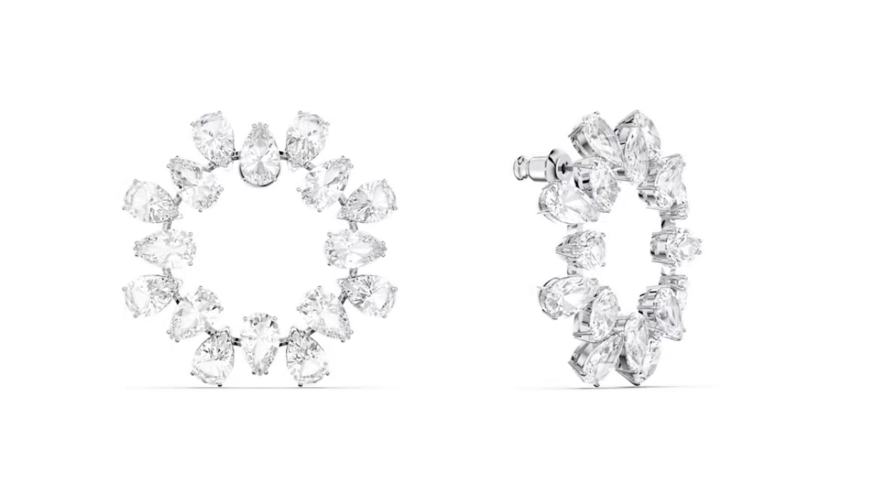 Swarovski 5601509 Millenia Creolen, Birnenschliff, Weiß Plac. Rhodium