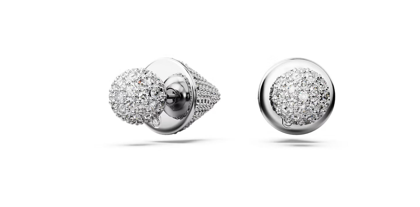 Swarovski 5662284 weiße Luna-Luna-Ohrstecker, rhodiniert