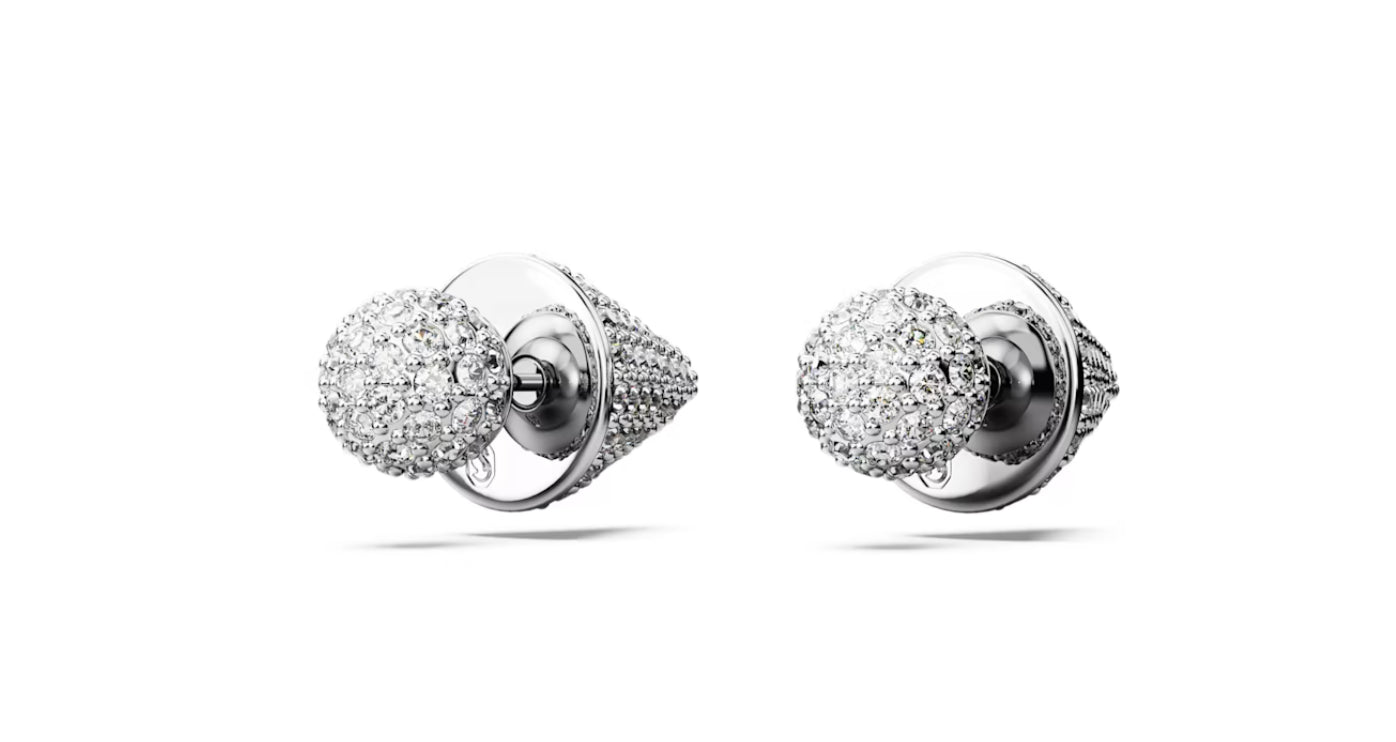 Swarovski 5662284 weiße Luna-Luna-Ohrstecker, rhodiniert