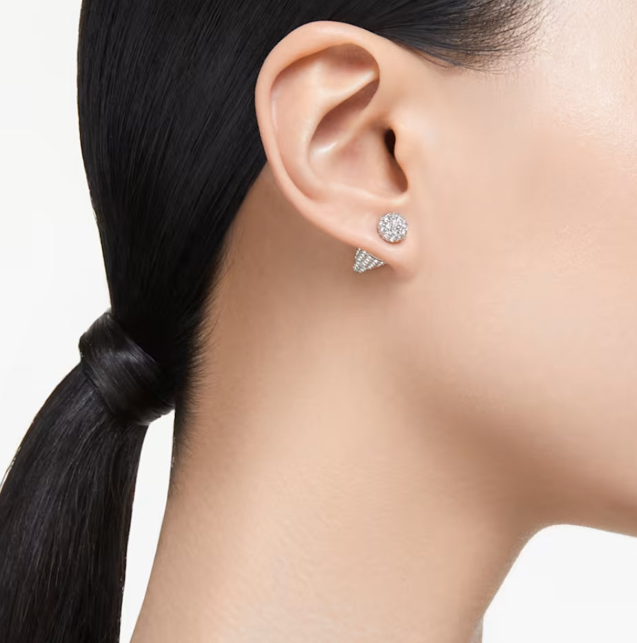 Swarovski 5662284 weiße Luna-Luna-Ohrstecker, rhodiniert