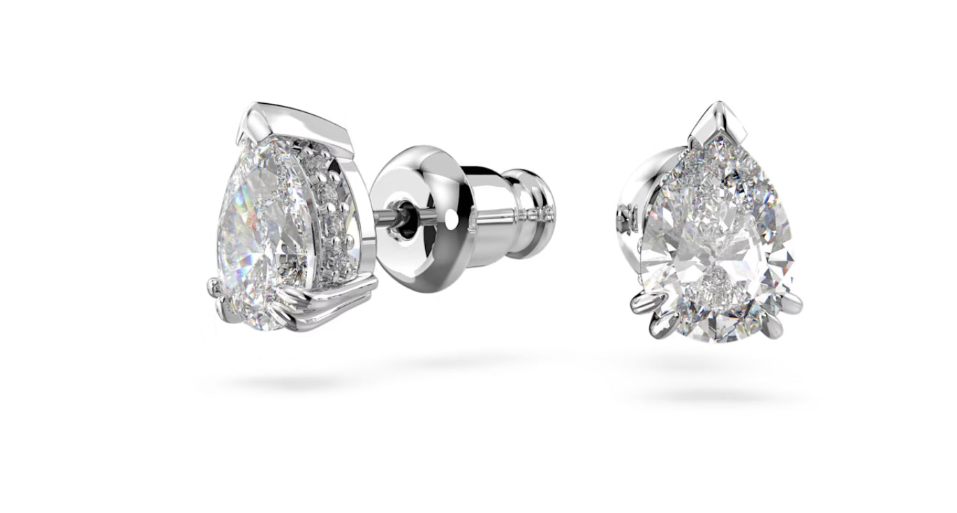 Swarovski 5636713 Millenia Pear Cut White Rhodium Plated Stud Earrings