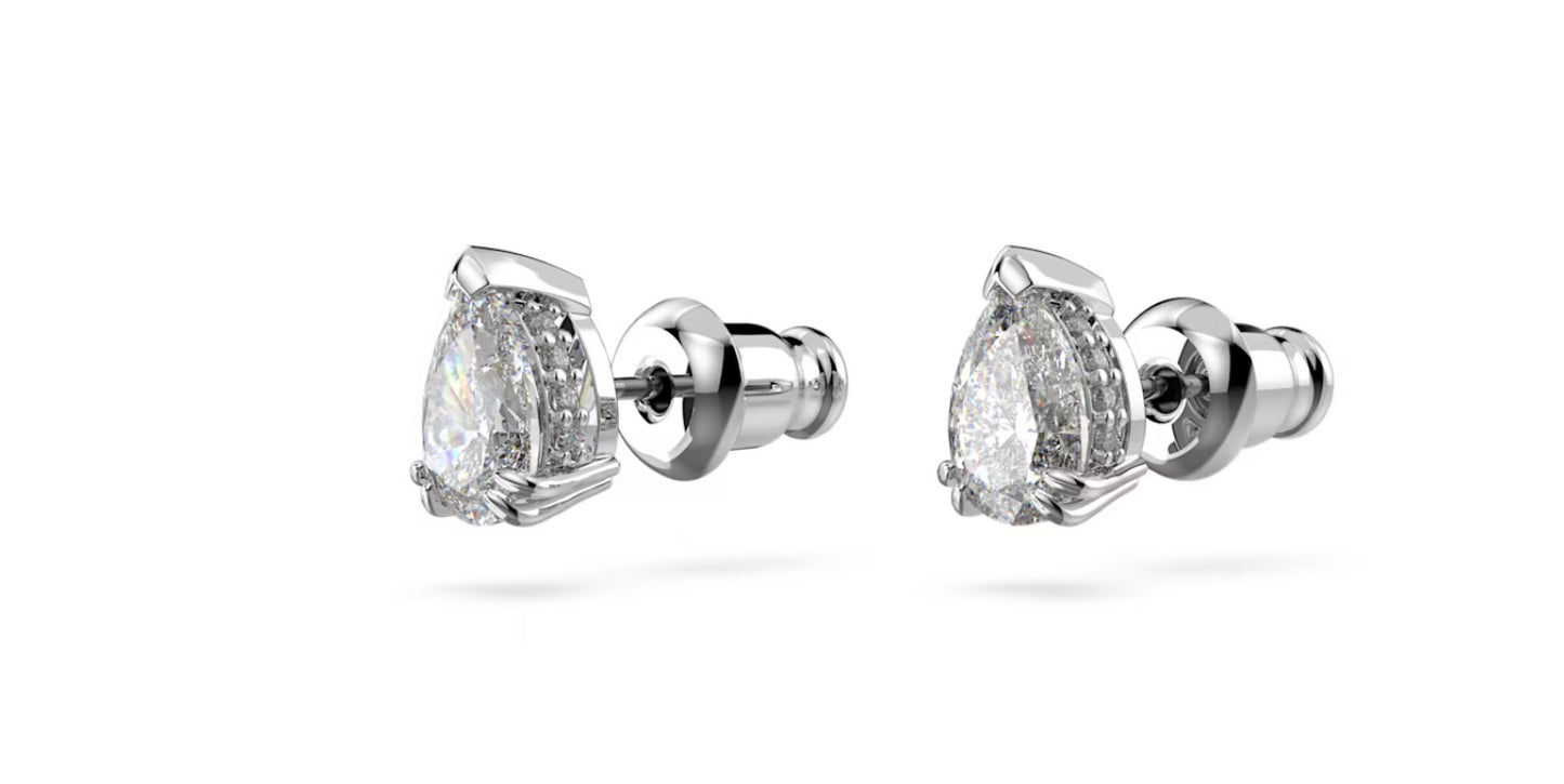 Swarovski 5636713 Millenia Pear Cut White Rhodium Plated Stud Earrings