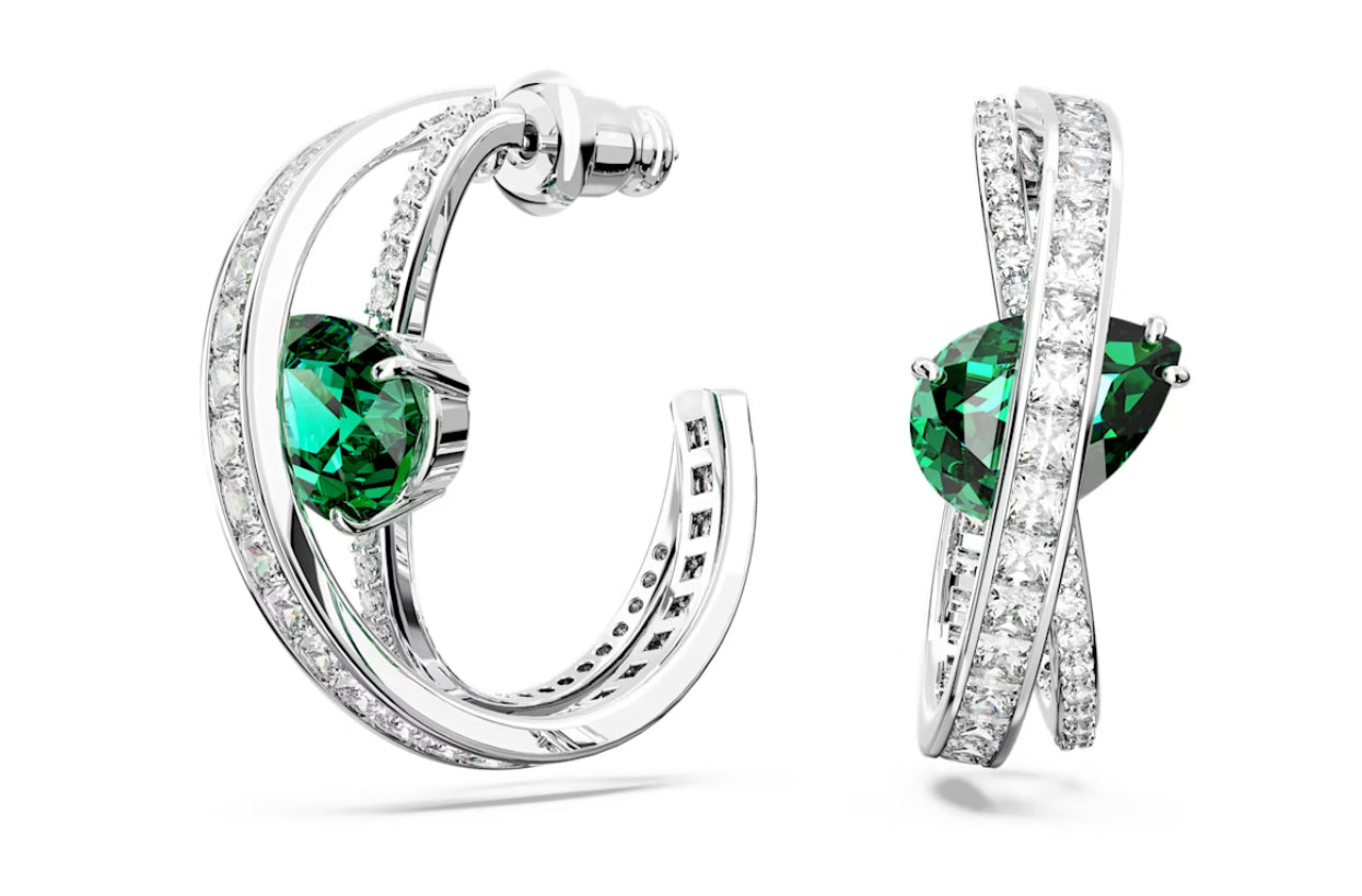Swarovski 5665334 Hyperbola Zirconia Creolen Mischschliff Grün Rhodium