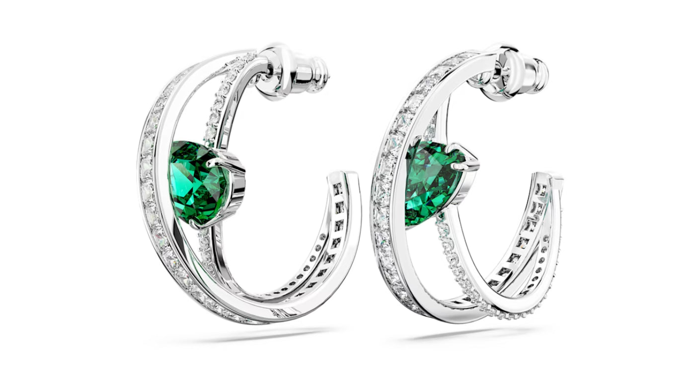 Swarovski 5665334 Hyperbola Zirconia Creolen Mischschliff Grün Rhodium