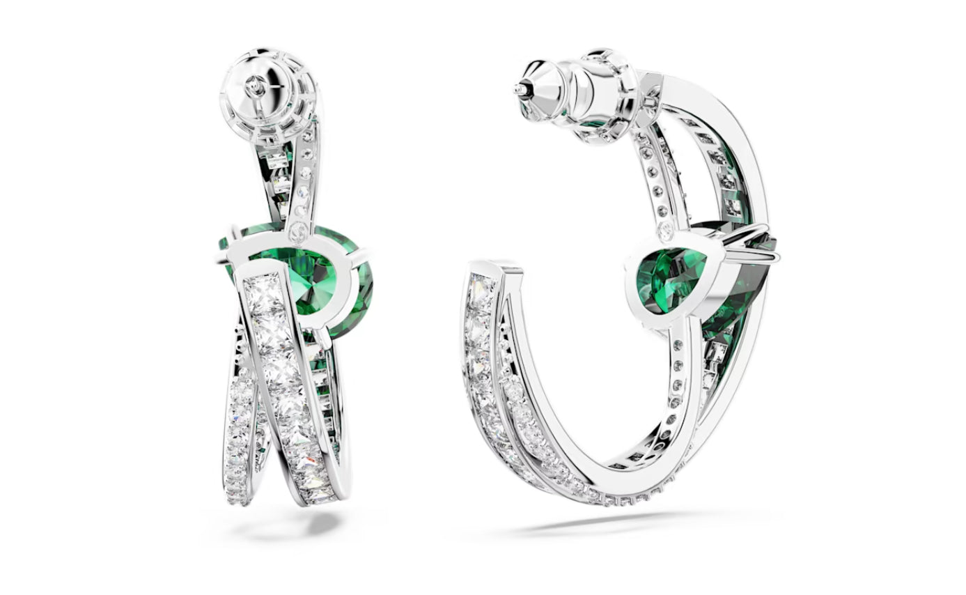 Swarovski 5665334 Hyperbola Zirconia Creolen Mischschliff Grün Rhodium