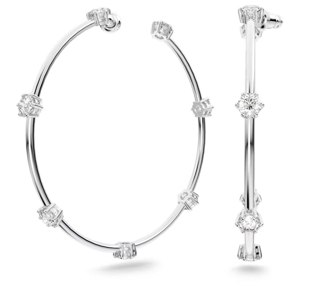 Swarovski 5638698 Constella Kreis-Ohrringe, runder Schliff, klein, weiß, Rhodium