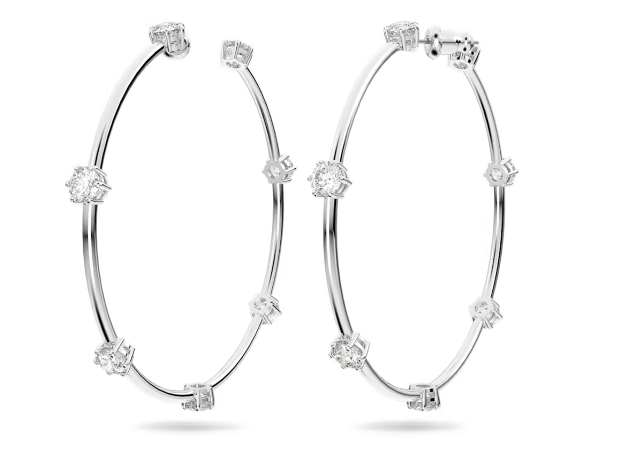 Swarovski 5638698 Constella Kreis-Ohrringe, runder Schliff, klein, weiß, Rhodium