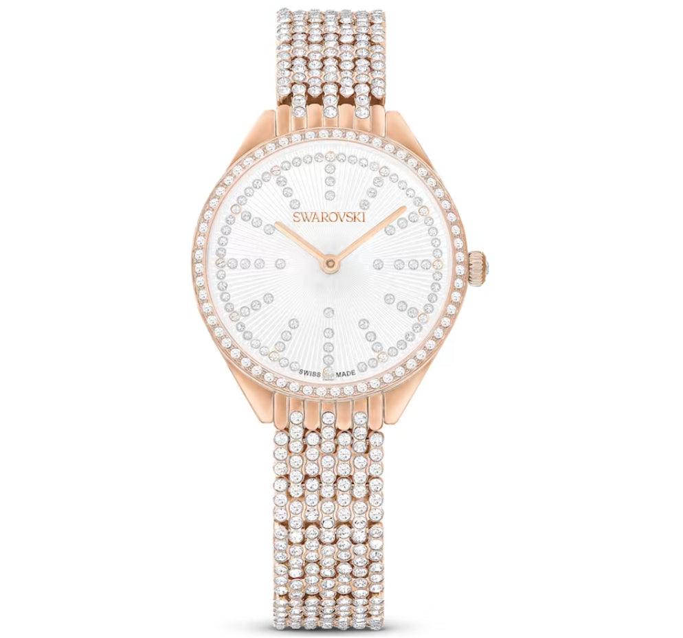 Swarovski 5644053 Attract Full Pave-Uhr mit roségoldenem Metallarmband
