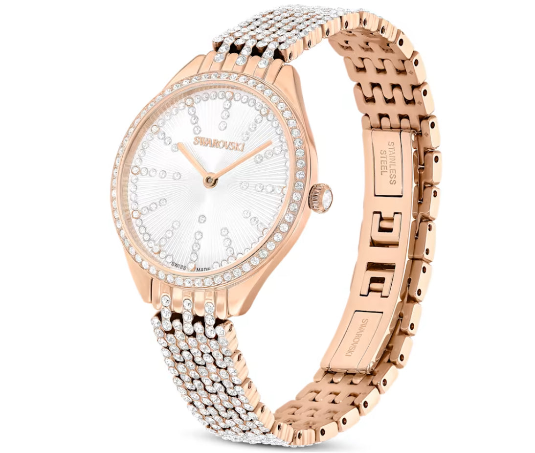 Swarovski 5644053 Attract Full Pave-Uhr mit roségoldenem Metallarmband