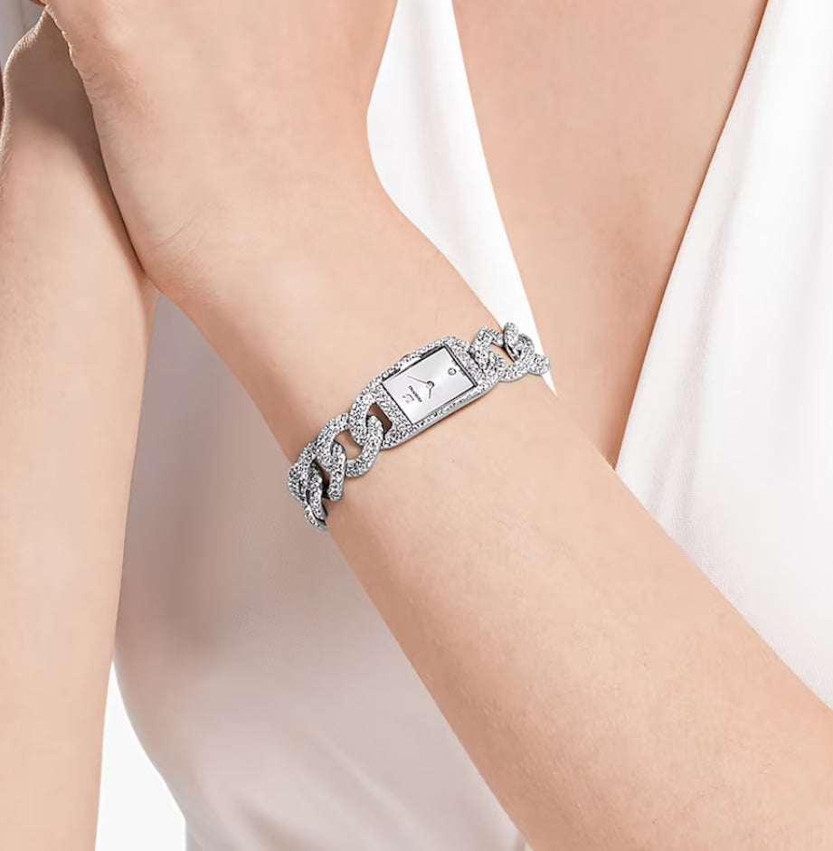 Swarovski 5547617 Cocktail Watch Pave Silver Metal Steel Bracelet