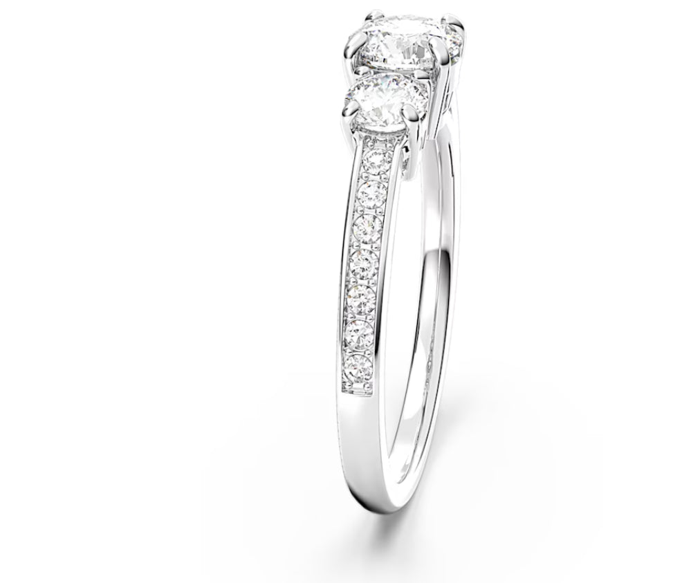 Swarovski 5655713 Attract Trilogy Ring Round Cut White Silver Plated