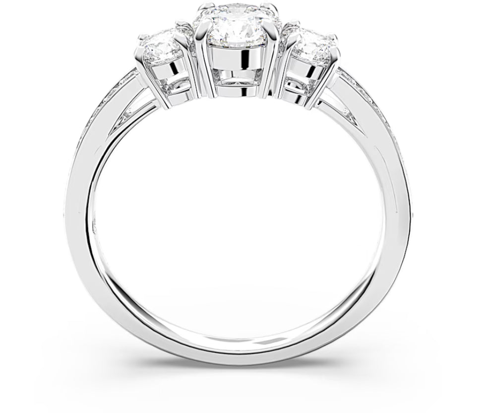 Swarovski 5655713 Attract Trilogy Ring Round Cut White Silver Plated