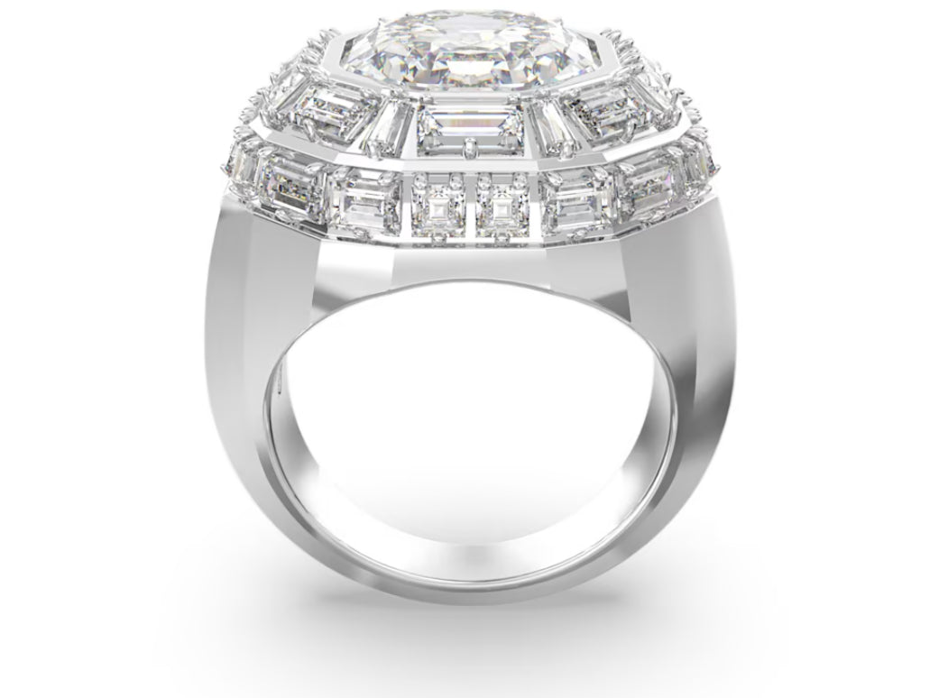 Swarovski 5674299 Anello cocktail Mesmera Taglio ottagonale Bianco Placc. Rodio