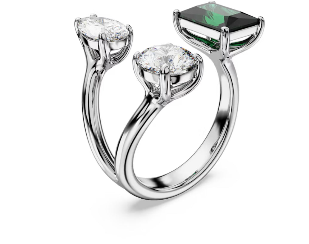 Swarovski 5676973 Anello aperto Mesmera Taglio misto Verde Placcato Argento