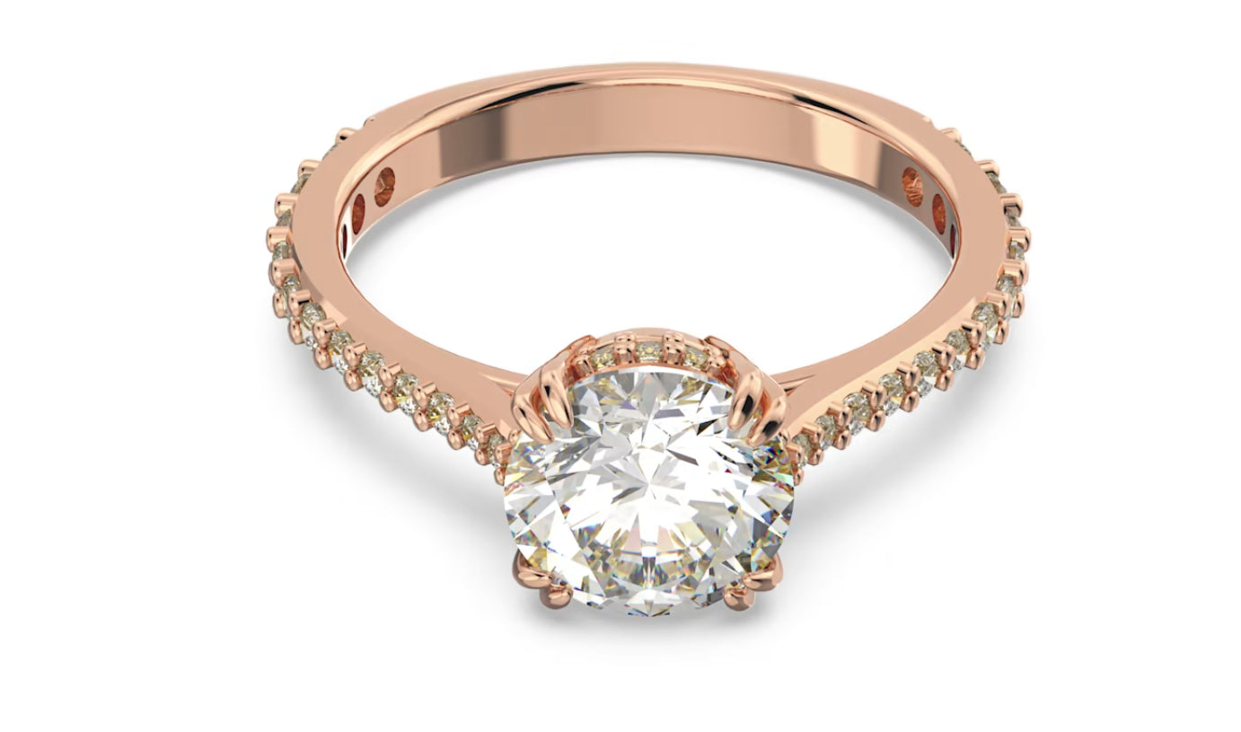 Swarovski 5642643 Constella cocktail ring Princess Cut Pave White Rose Gold