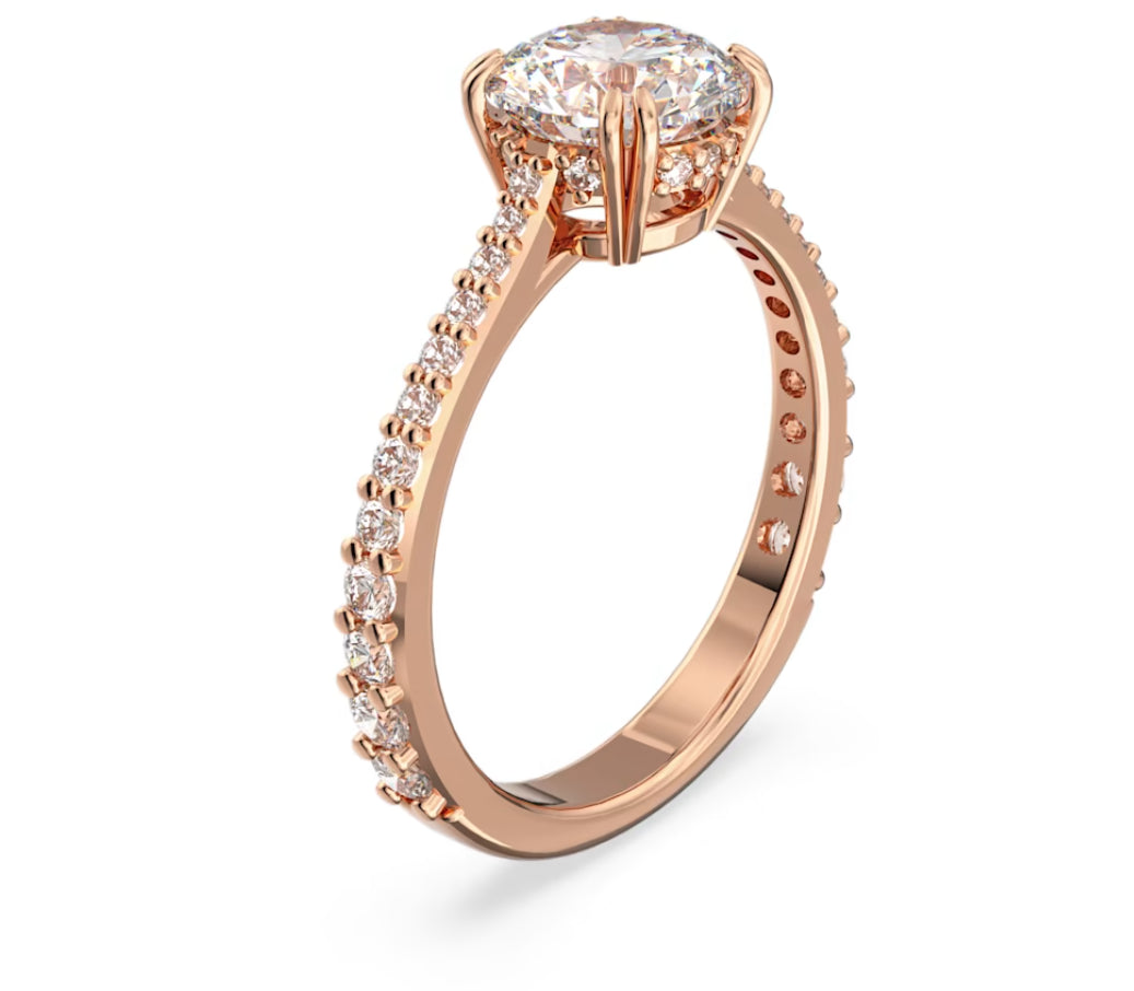 Swarovski 5642643 Constella cocktail ring Princess Cut Pave White Rose Gold