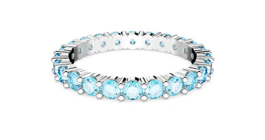 Swarovski 5664428 Anello Matrix Taglio tondo Blu Placcato Rodio