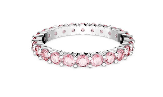 Swarovski 5658853 Anello Matrix Taglio tondo Rosa Placcato Rodio