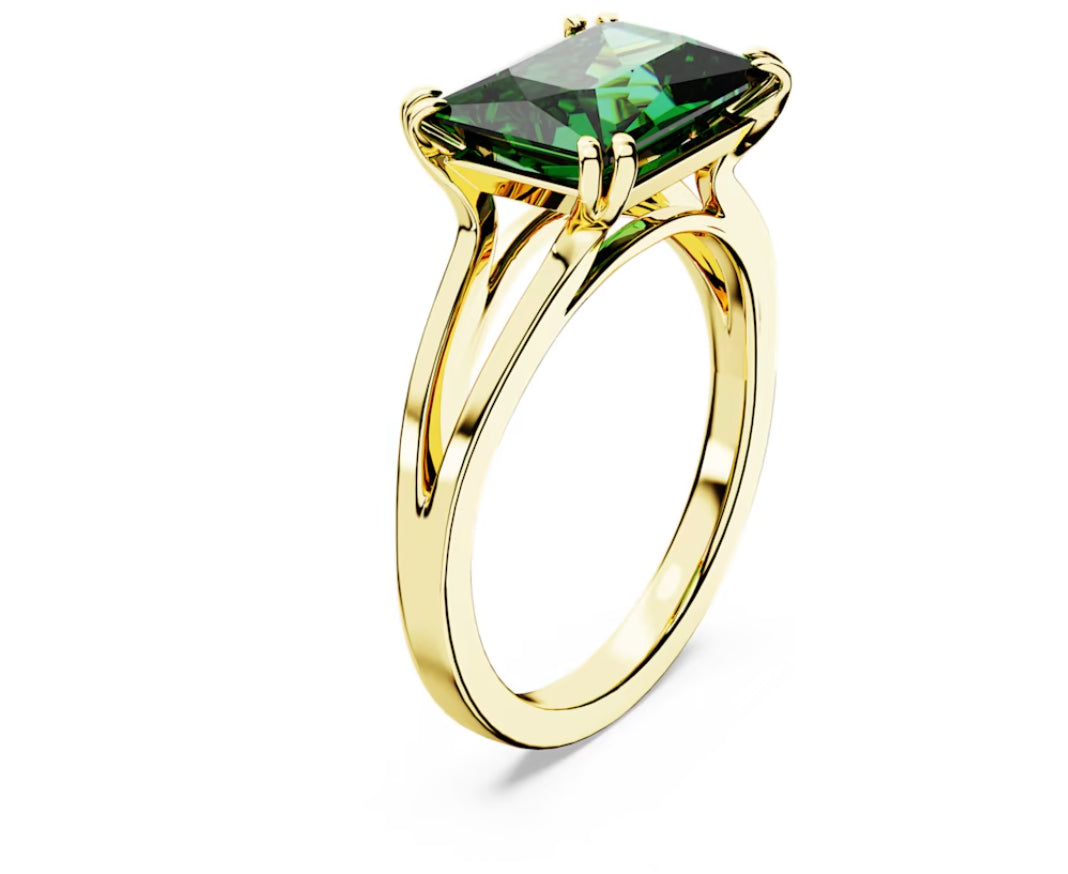 Swarovski 5677147 Matrix cocktail ring Rectangular cut Green Gold Plated
